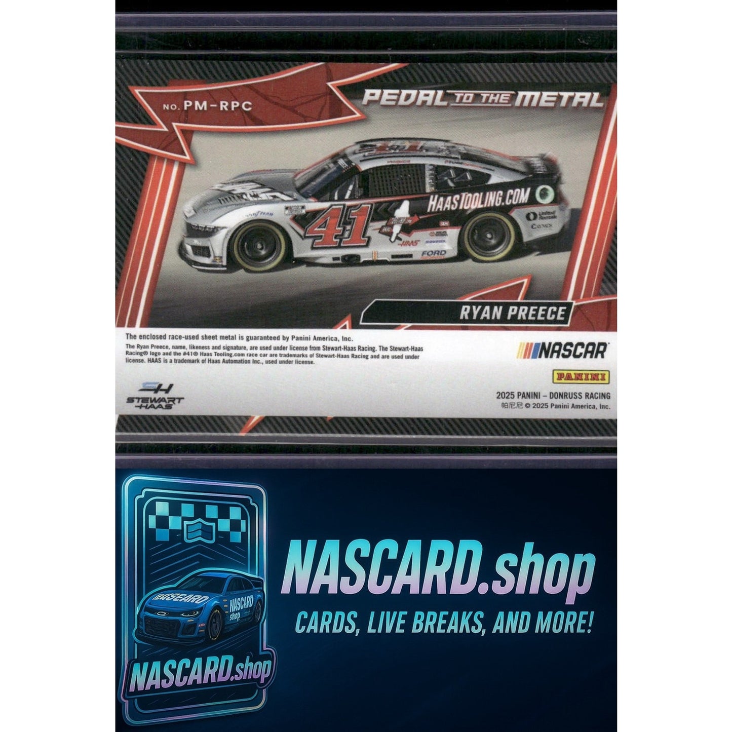 2025 Donruss #PM-RPC Ryan Preece Pedal to the Metal Materials