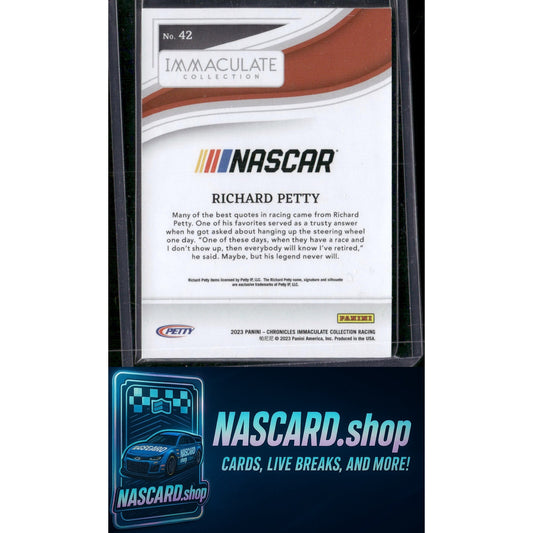 2023 Panini Chronicles #42 Richard Petty Immaculate Black - NASCARD.shop