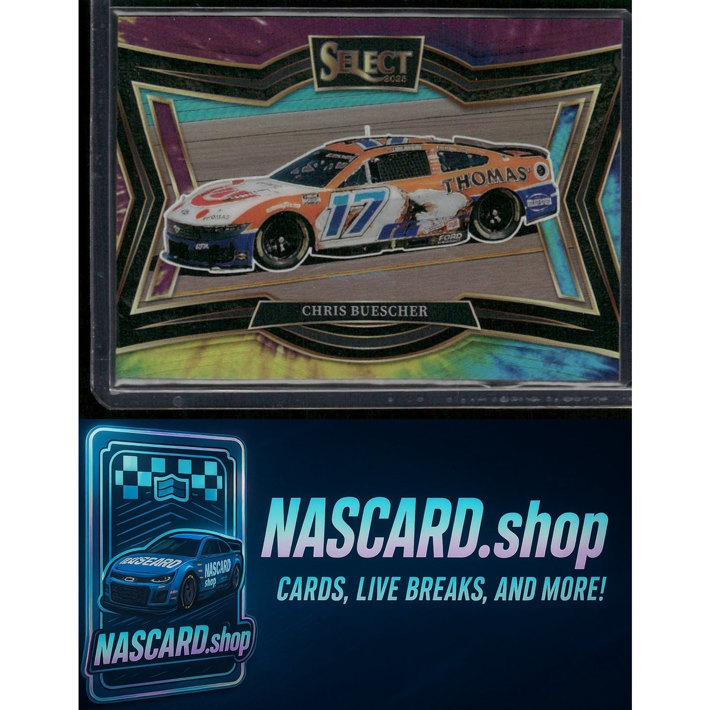2025 Select Racing #176 Chris Buescher Pit Road Tie-Dye Prizms #/13 - NASCARD.shop