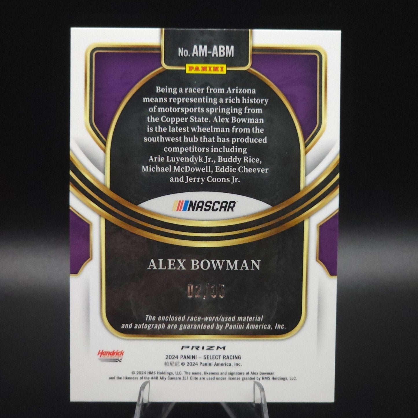 2024 Panini Select -Autographed Memorabilia Blue Prizm Alex Bowman /35 - NASCARD.shop