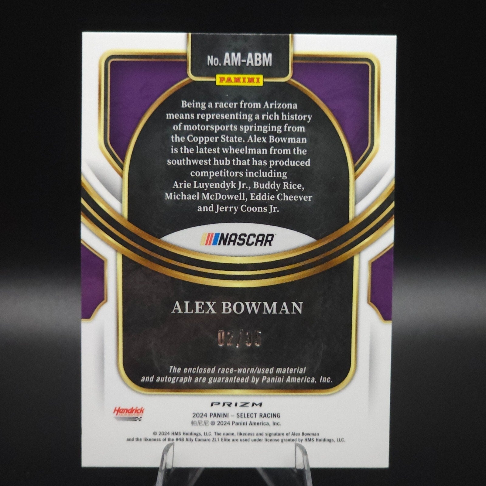 2024 Panini Select -Autographed Memorabilia Blue Prizm Alex Bowman /35 - NASCARD.shop