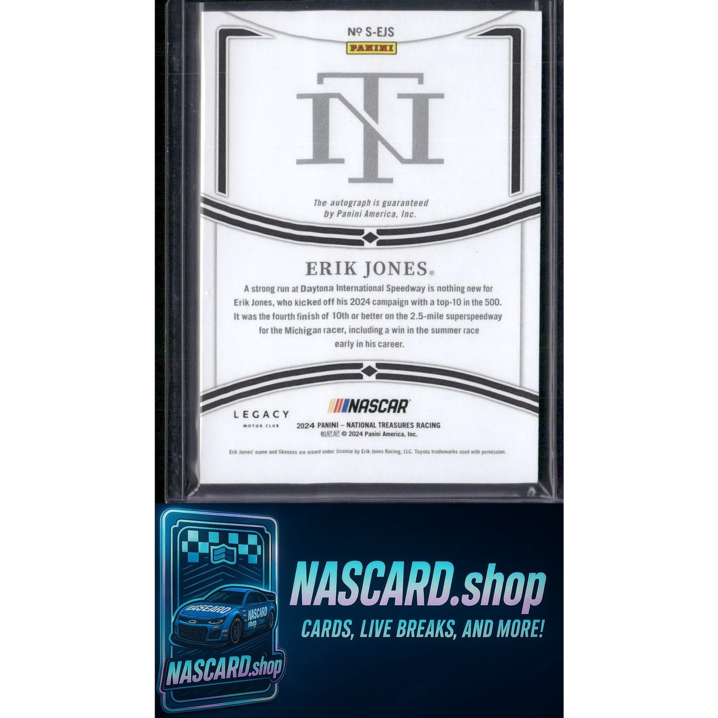 2024 Panini National Treasures #S-EJS Erik Jones Signatures Holo Silver #/25 - NASCARD.shop