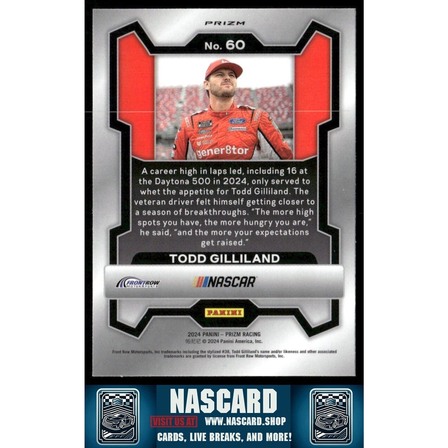 2024 Panini Prizm - Todd Gilliland #60 White Sparkle Prizm