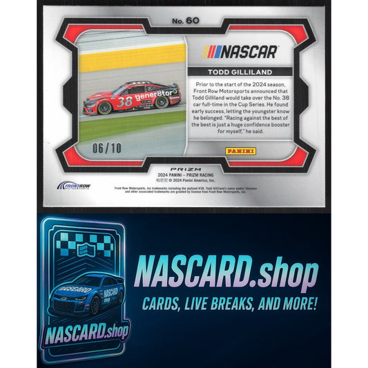 2024 Panini Prizm #60 Todd Gilliland Blue Shimmer #/10