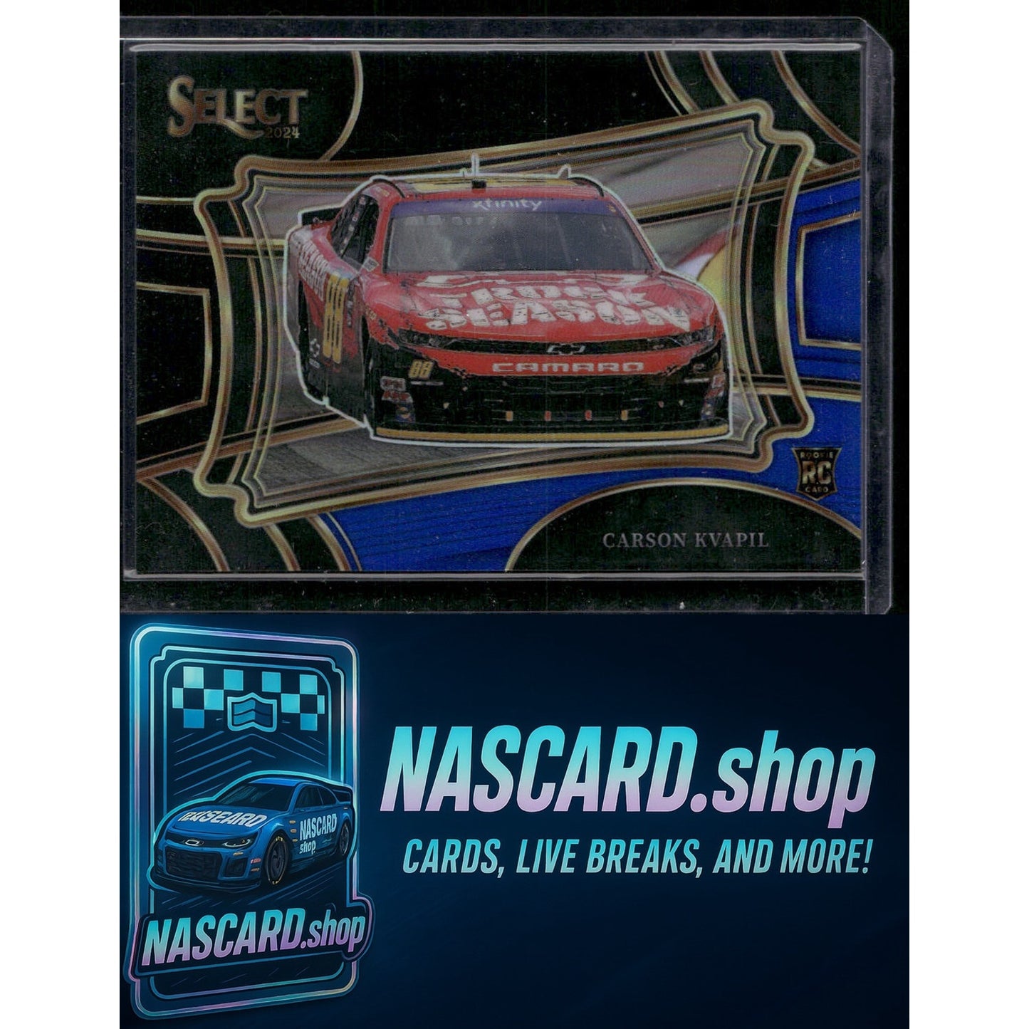 2024 Panini Select #200 Carson Kvapil Black and Blue Prizms #/49 RC