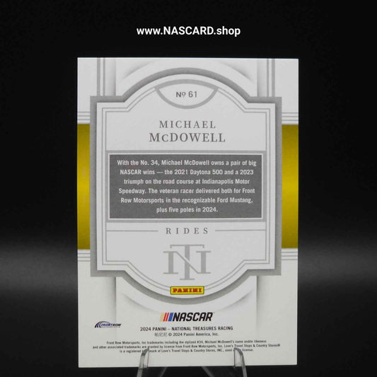2024 Panini National Treasures Rides Holo Silver Michael McDowell /25 - NASCARD.shop