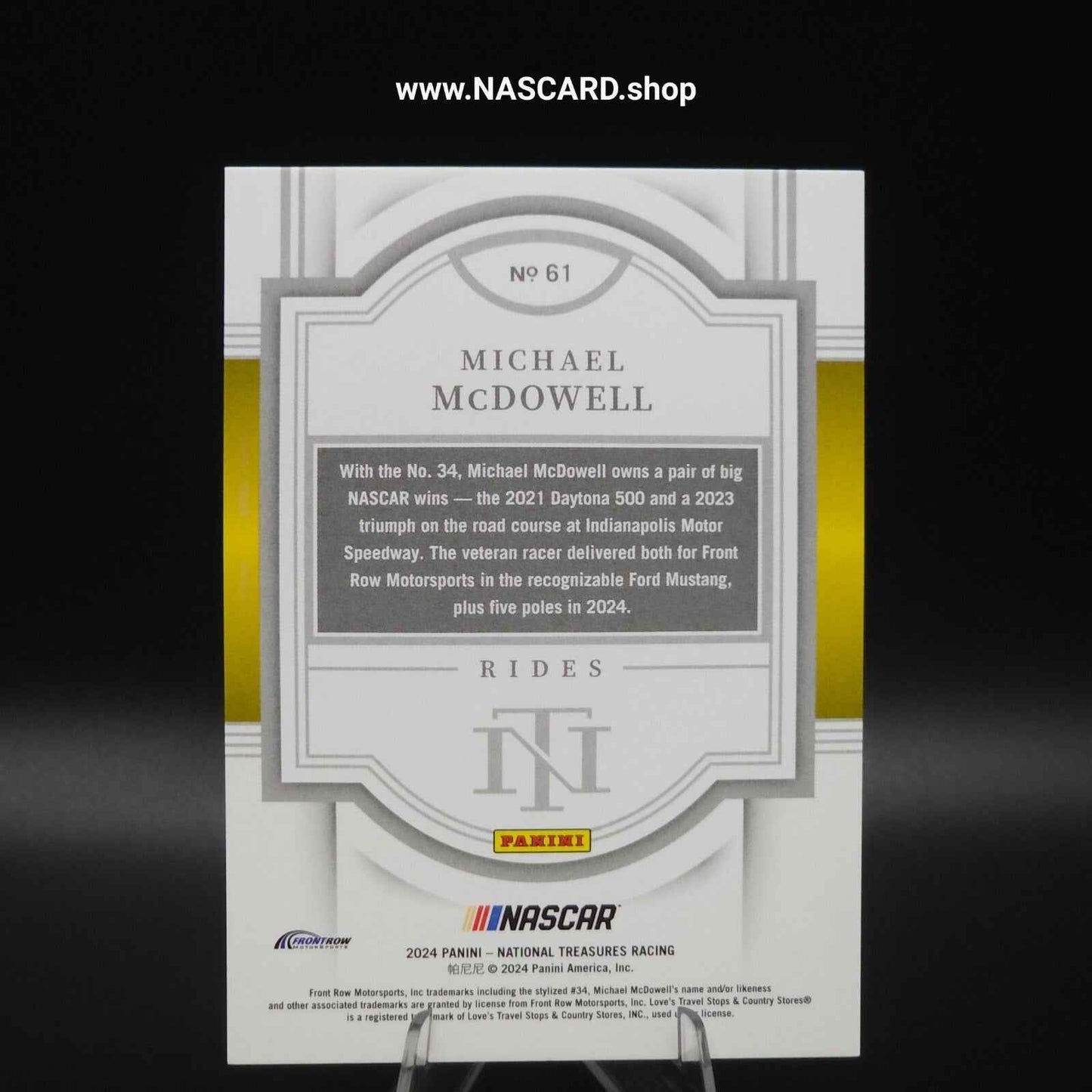 2024 Panini National Treasures Rides Holo Silver Michael McDowell /25