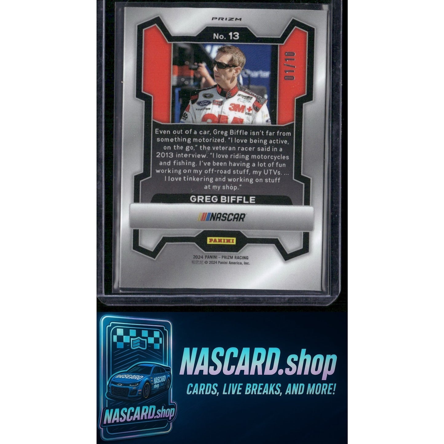 2024 Panini Prizm #13 Greg Biffle Gold #01/10 - NASCARD.shop