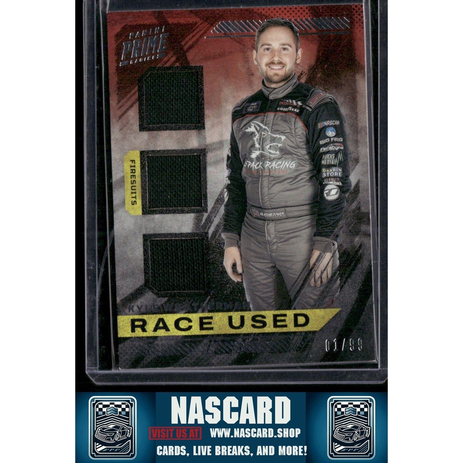 2023 Panini Prime #RUT-KYW Kyle Weatherman Race Used Trios Firesuits #01/99 - NASCARD.shop