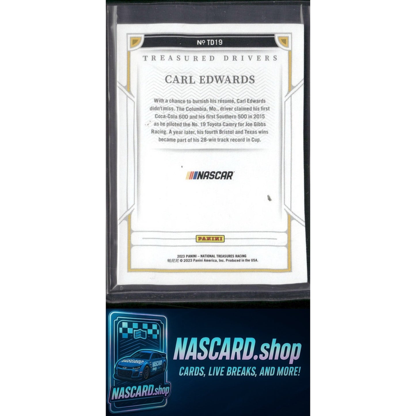 2023 Panini National Treasures Carl Edwards Treasured Drivers Holo Silver #/15