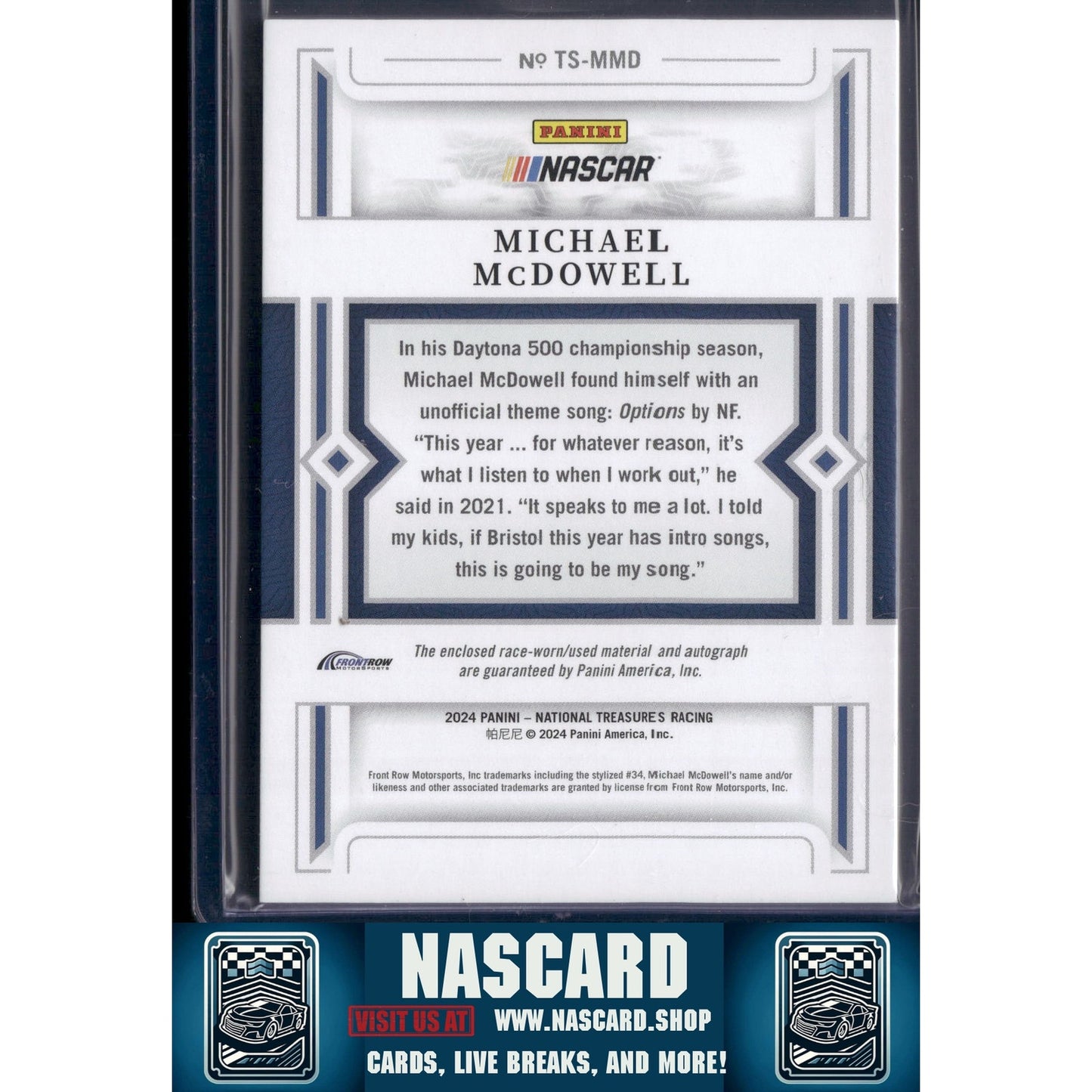 2024 National Treasures Michael McDowell Treasured Swatches Sherwin Williams - NASCARD.shop