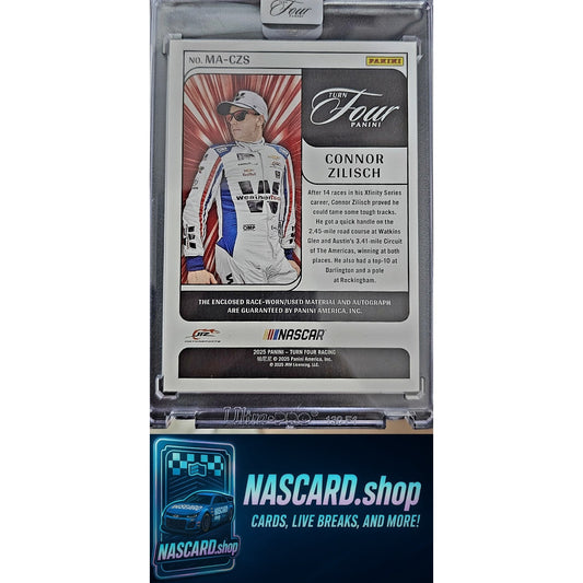 2025 Panini Turn Four #MA-CZS Connor Zilisch Memorabilia Autographs #66/99 RC
