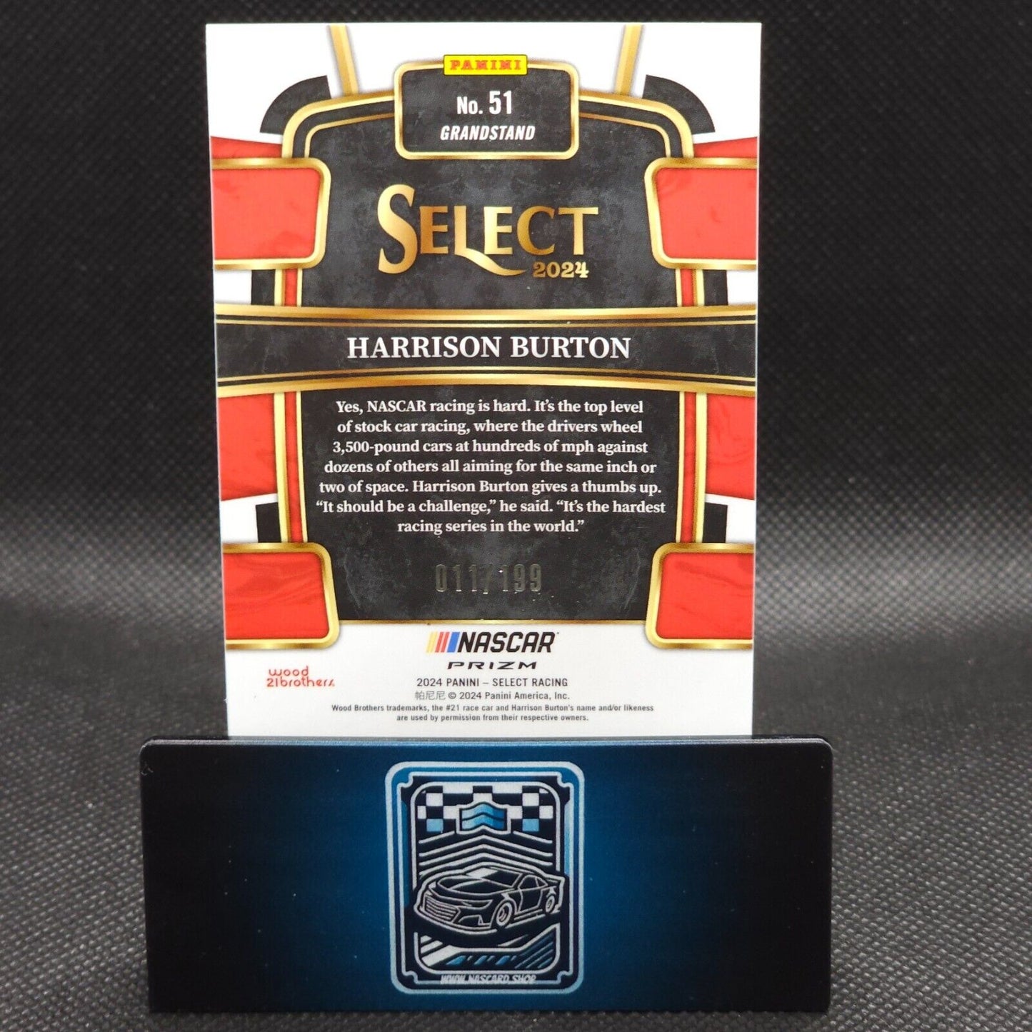 2024 Panini Select Racing Grandstand Light Blue Prizm #51 Harrison Burton /199 - NASCARD.shop