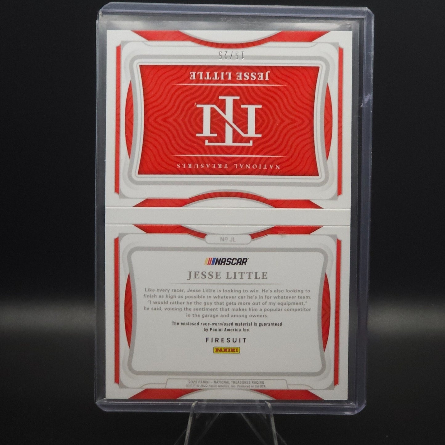 2022 National Treasures Jumbo Dual Firesuit Signature Booklet Jesse Little /25