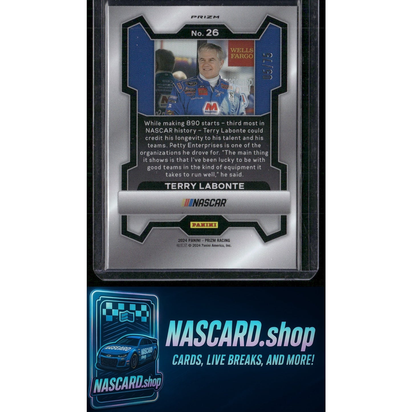 2024 Panini Prizm #26 Terry Labonte Checkered Flag #05/75 - NASCARD.shop