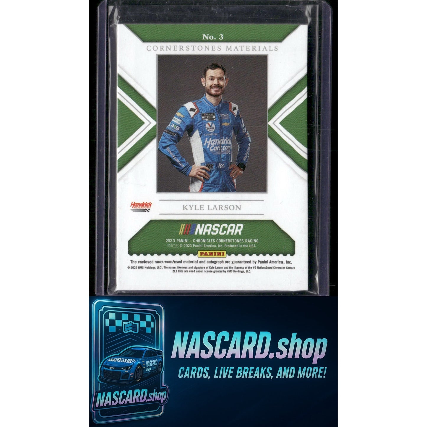 2023 Panini Chronicles #3 Kyle Larson Cornerstones Materials Signatures
