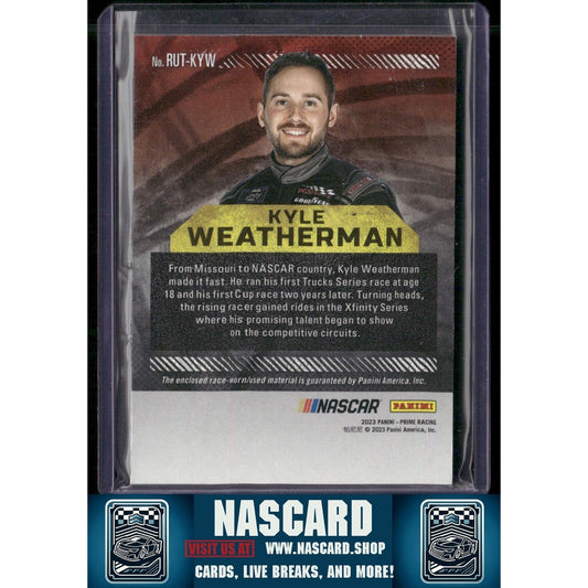 2023 Panini Prime Kyle Weatherman Race Used Trios Firesuits Holo Gold #/25 - NASCARD.shop