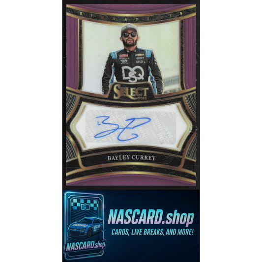2025 Panini Select #S-BCY Bayley Currey Signatures Purple Prizms #/49
