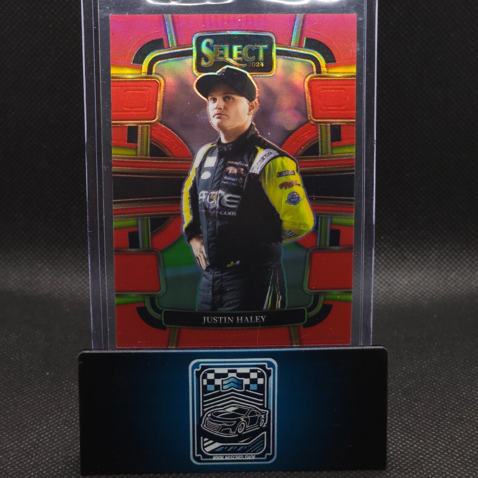 2024 Panini Select Racing Grandstand Red Prizm #28 Justin Haley 079/149 - NASCARD.shop