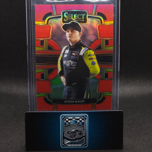 2024 Panini Select Racing Grandstand Red Prizm #28 Justin Haley 079/149 - NASCARD.shop