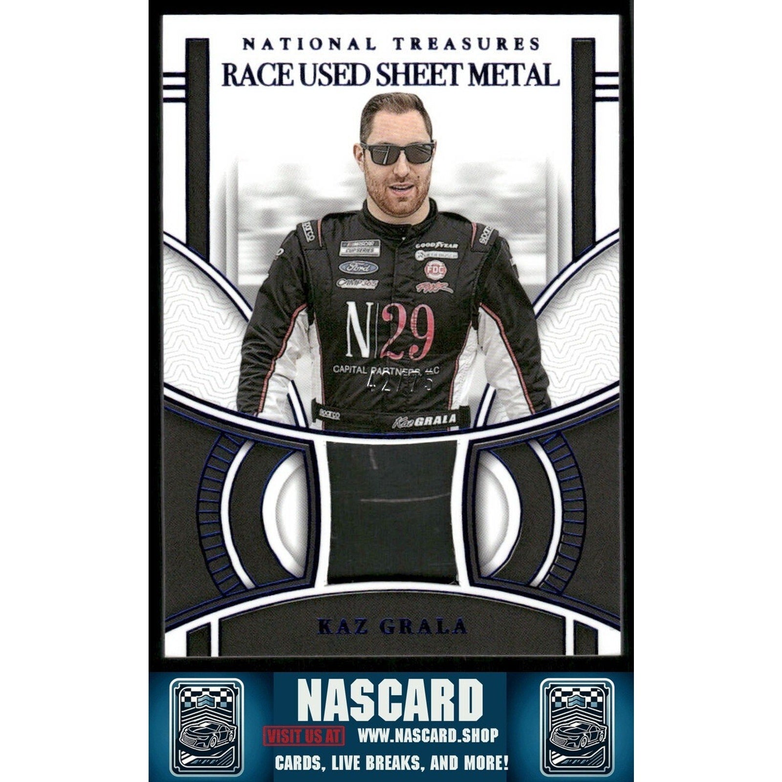 2024 National Treasures Race Used Sheet Metal Blue Kaz Grala /75 - NASCARD.shop