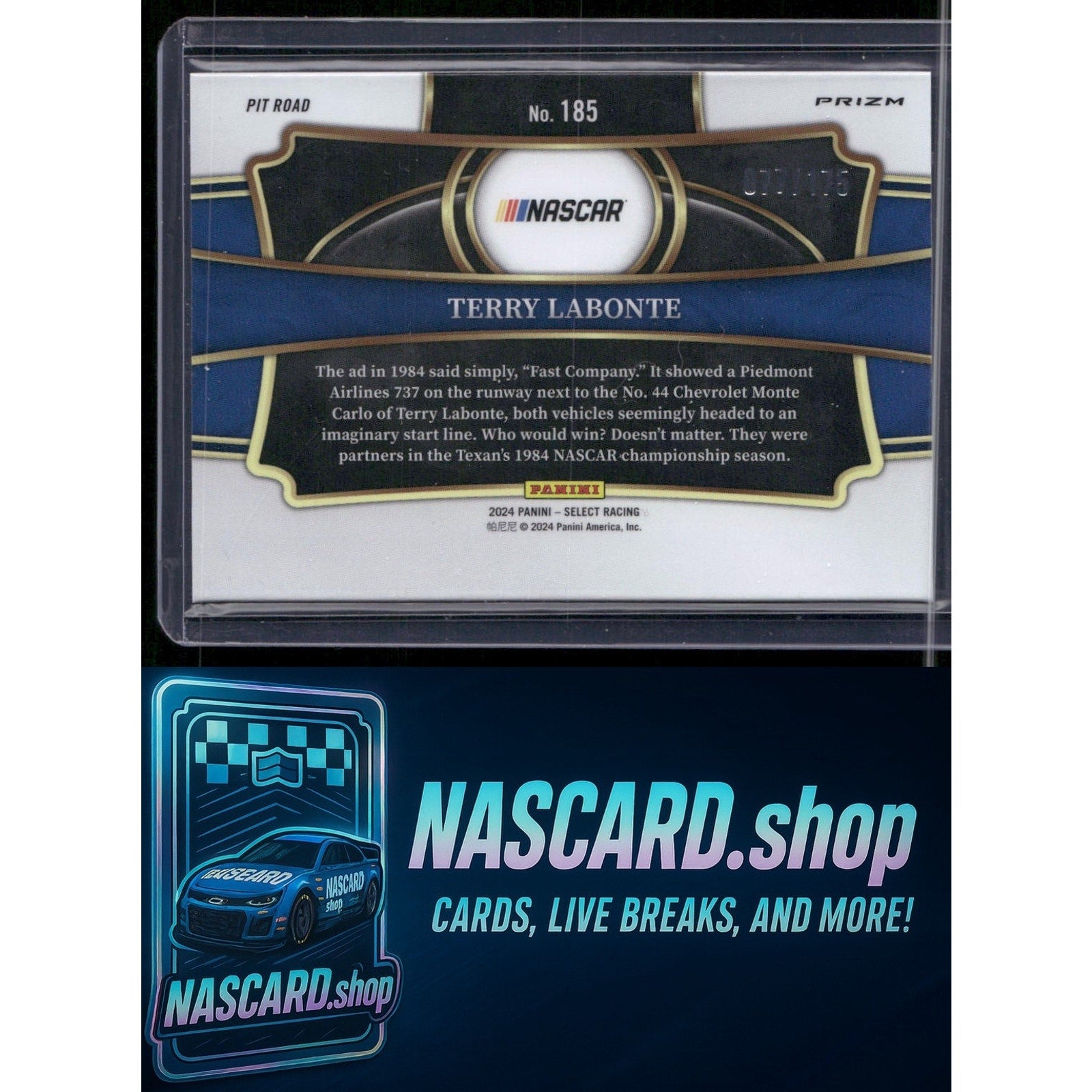 2024 Panini Select #185 Terry Labonte Blue Prizms #/175 - NASCARD.shop