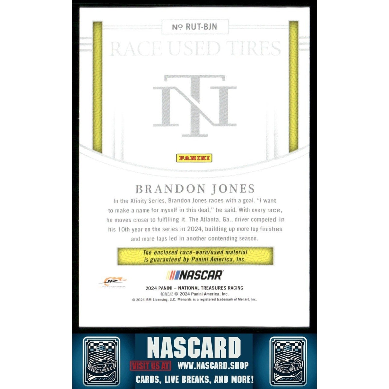 2024 National Treasures Race Used Tires Brandon Jones /75 - NASCARD.shop