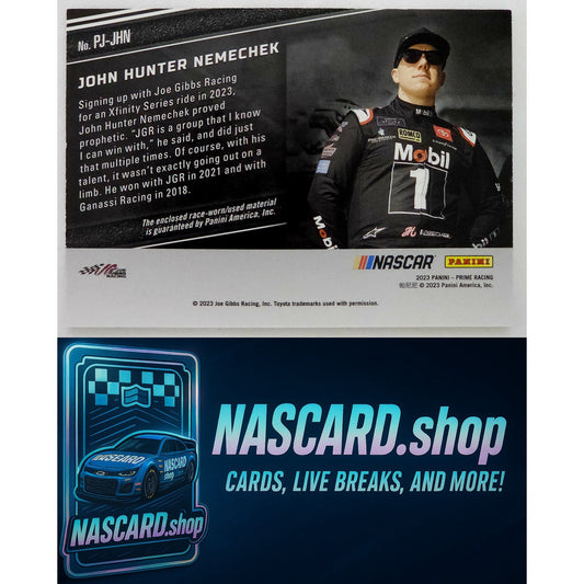 2023 Panini Prime #PJ-JHN John Hunter Nemechek Prime Jumbo Shoe Straps #1/1 - NASCARD.shop