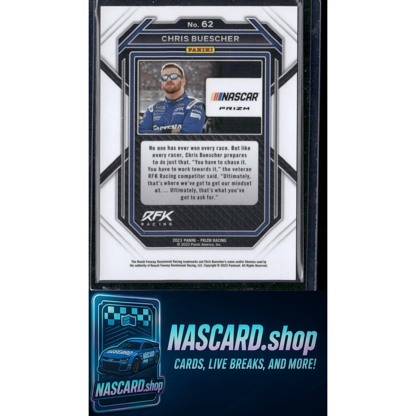 2023 Panini Prizm #62 Chris Buescher White Sparkle Prizm