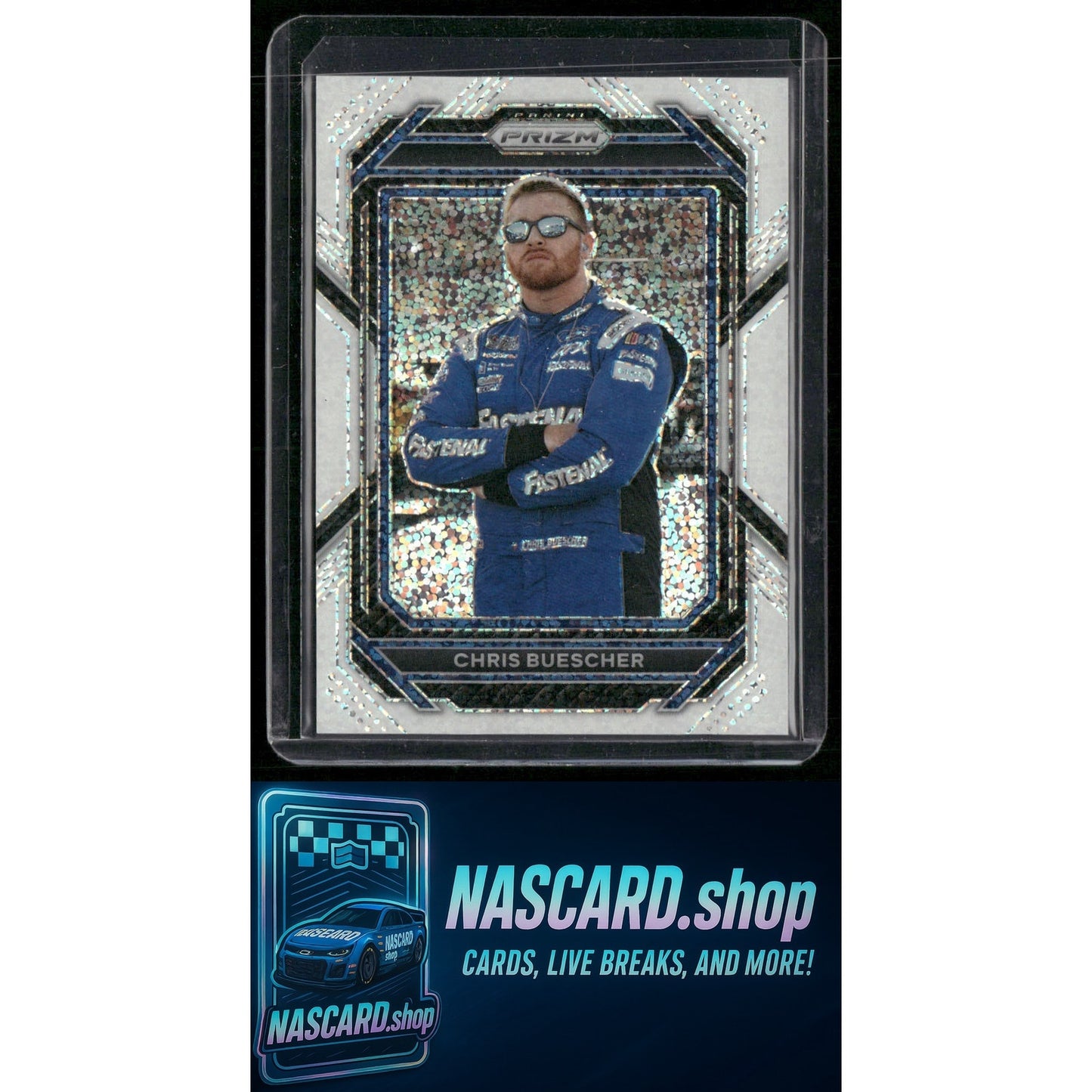 2023 Panini Prizm #62 Chris Buescher White Sparkle Prizm