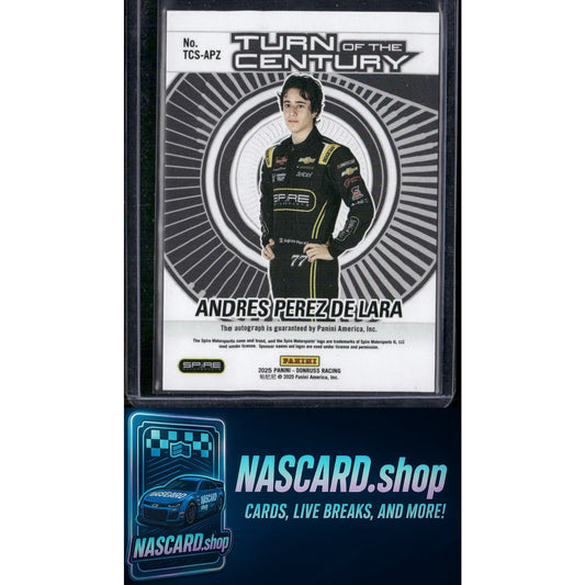 2025 Donruss Andres Perez De Lara Turn of the Century Auto Blue Xplosion /25 - NASCARD.shop
