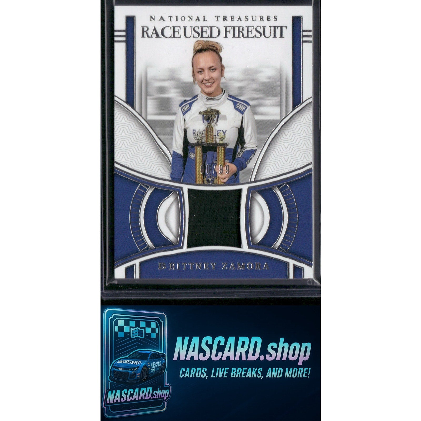 2024 Panini National Treasures #RUF-BZA Brittney Zamora Race Used Firesuit #/99 - NASCARD.shop
