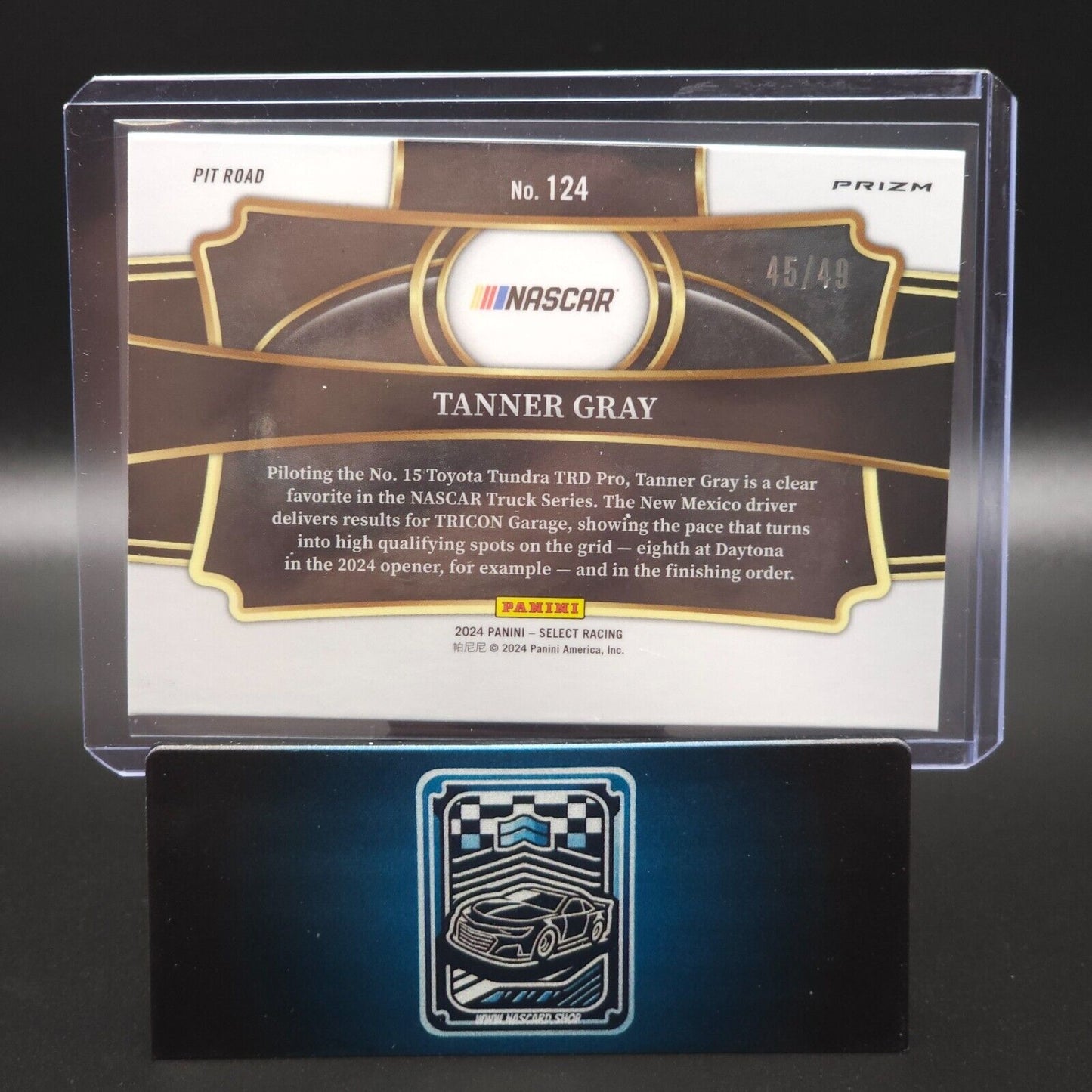 2024 Panini Select Pit Road Black and Blue Prizm #124 Tanner Gray 45/49 - NASCARD.shop