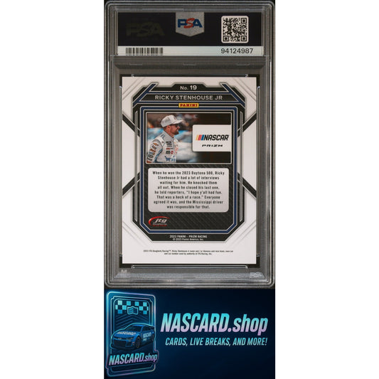 2023 Panini Prizm Nascar #19 Ricky Stenhouse Jr Zebra Prizm PSA 9