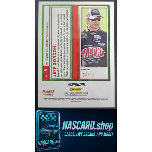 2025 Donruss #15 Jeff Gordon Optic Signatures Gold Velocity #/10
