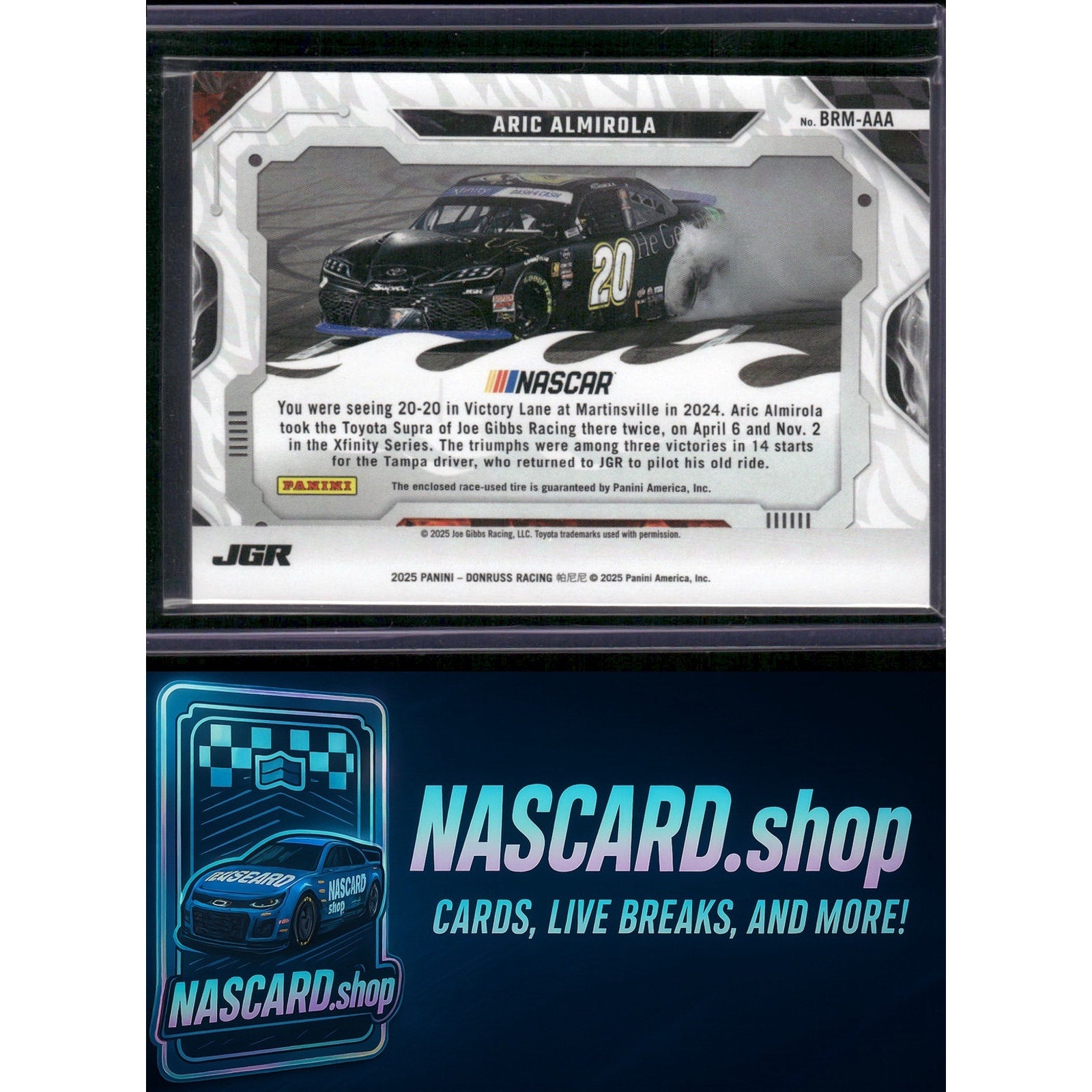 2025 Donruss #BRM-AAA Aric Almirola Burning Rubber Materials - NASCARD.shop