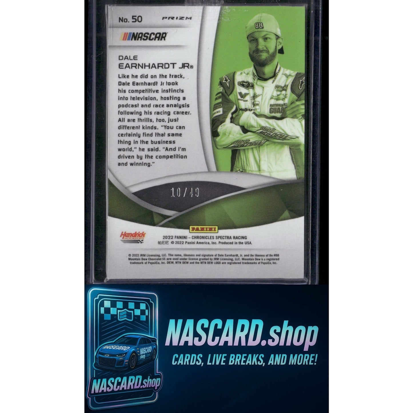 2022 Panini Chronicles #50 Dale Earnhardt Jr. Spectra Interstellar Red #/49 - NASCARD.shop