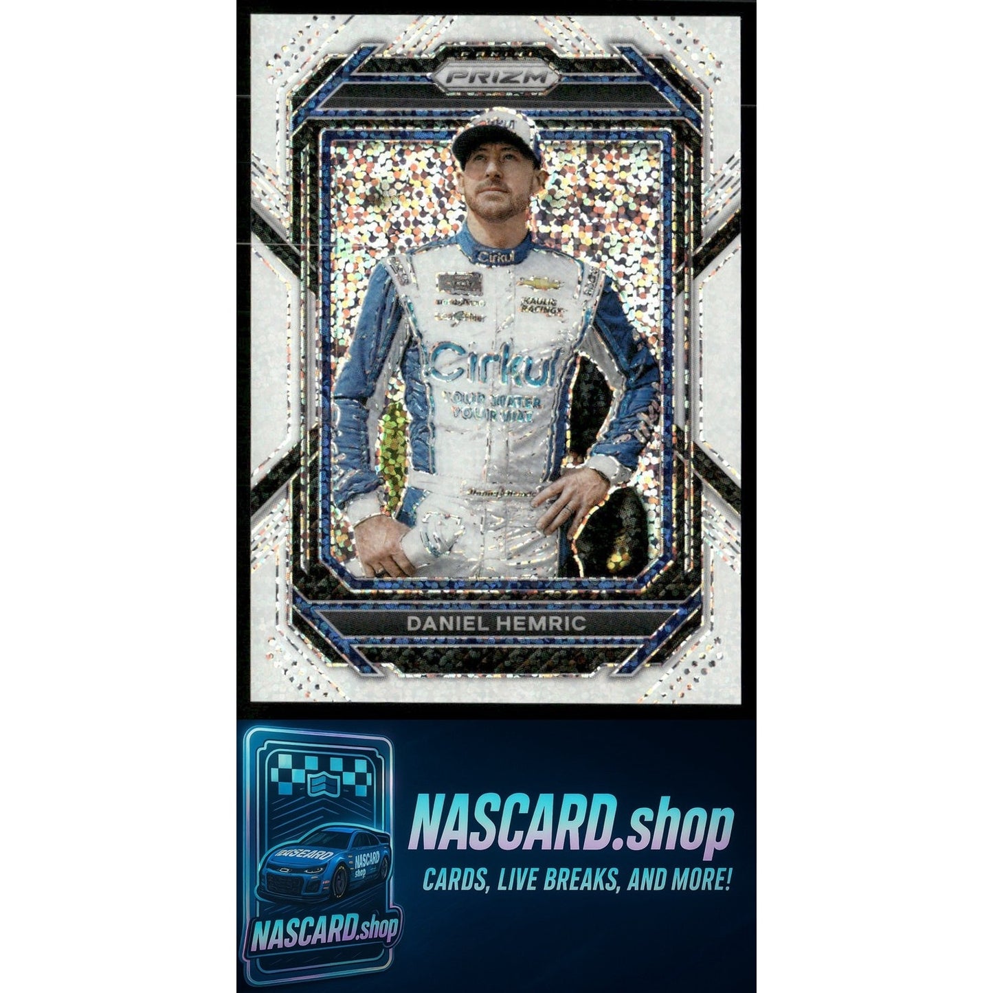 2023 Panini Prizm #64 Daniel Hemric White Sparkle Prizm - NASCARD.shop