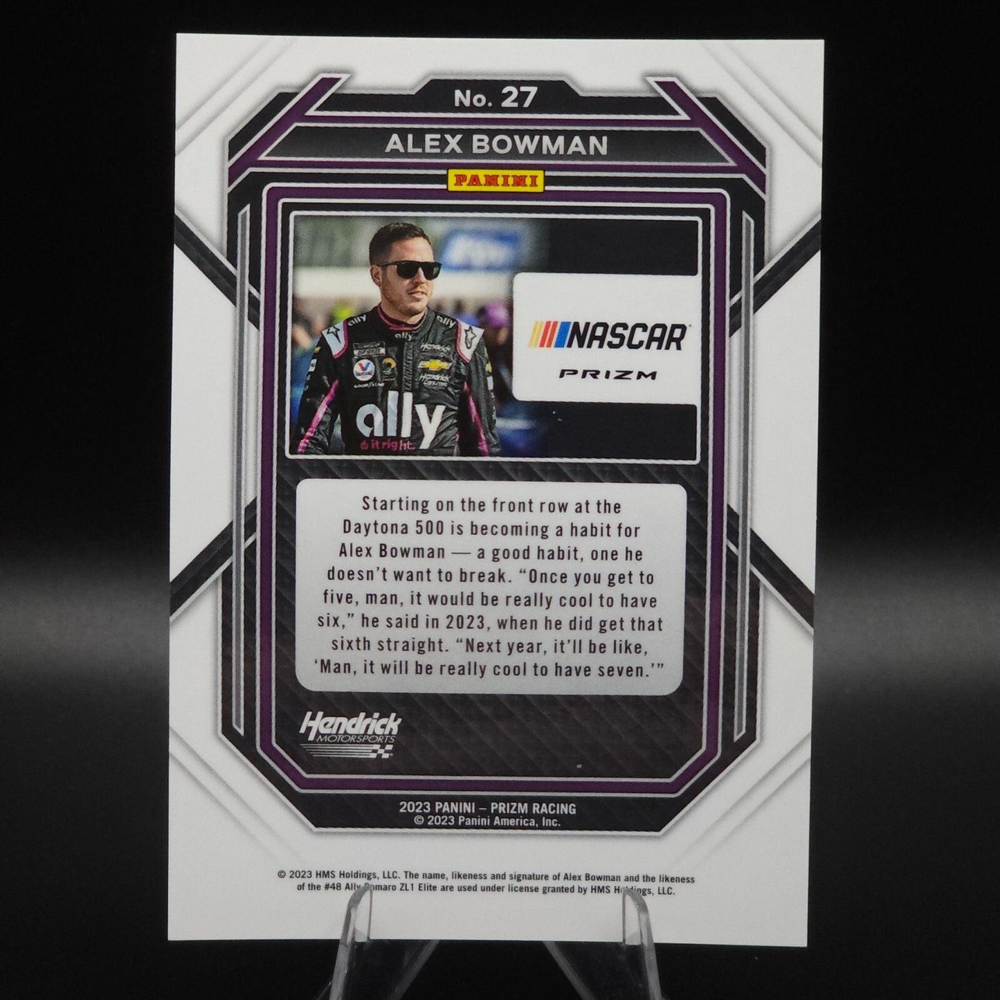 2023 Panini Prizm Alex Bowman #27 White Sparkle Prizm