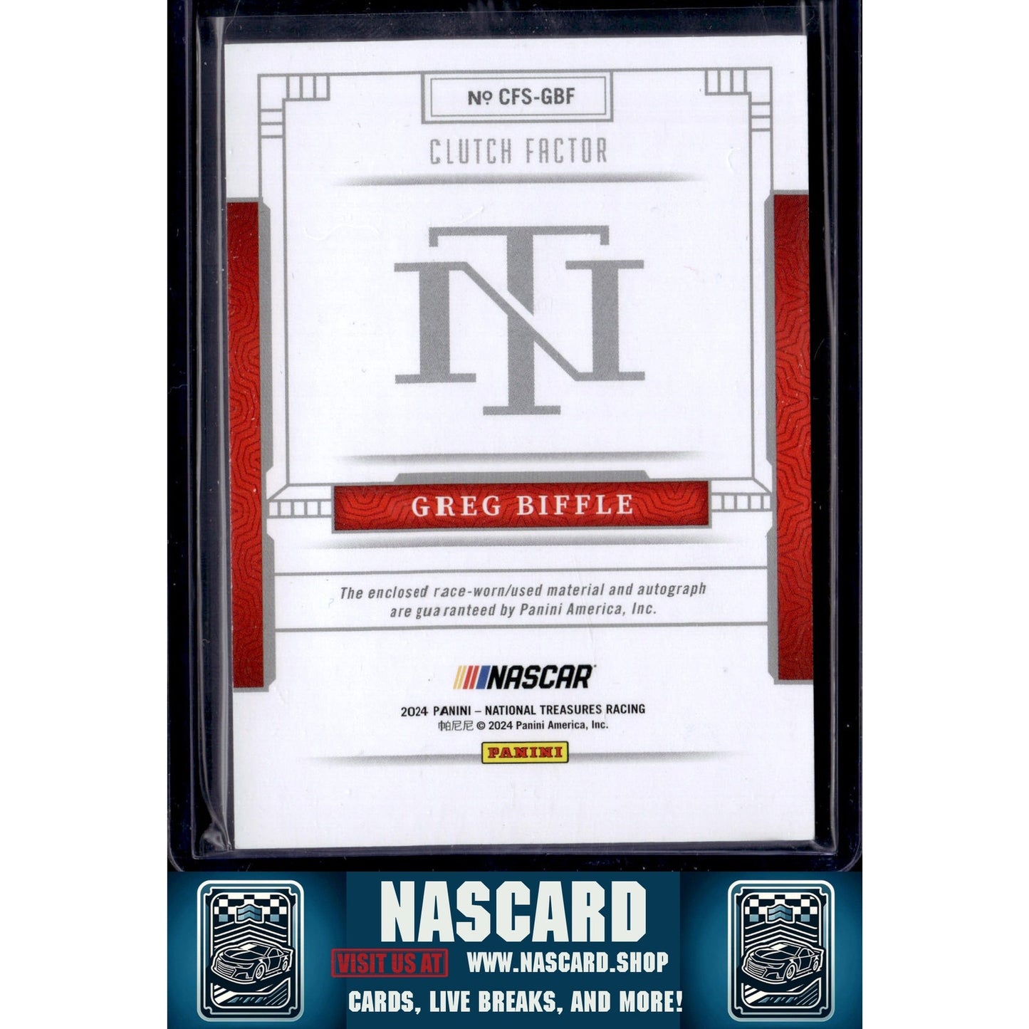 2024 Panini National Treasures Greg Biffle Clutch Factor Signatures #/49 - NASCARD.shop