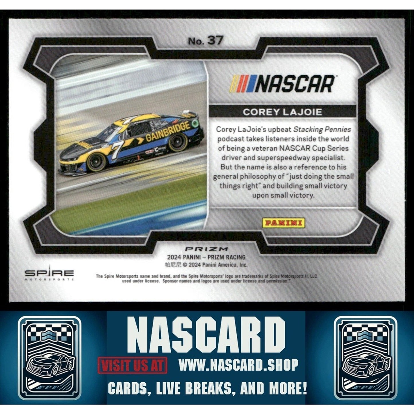 2024 Panini Prizm - Base Rides Corey LaJoie #37 White Sparkle Prizm