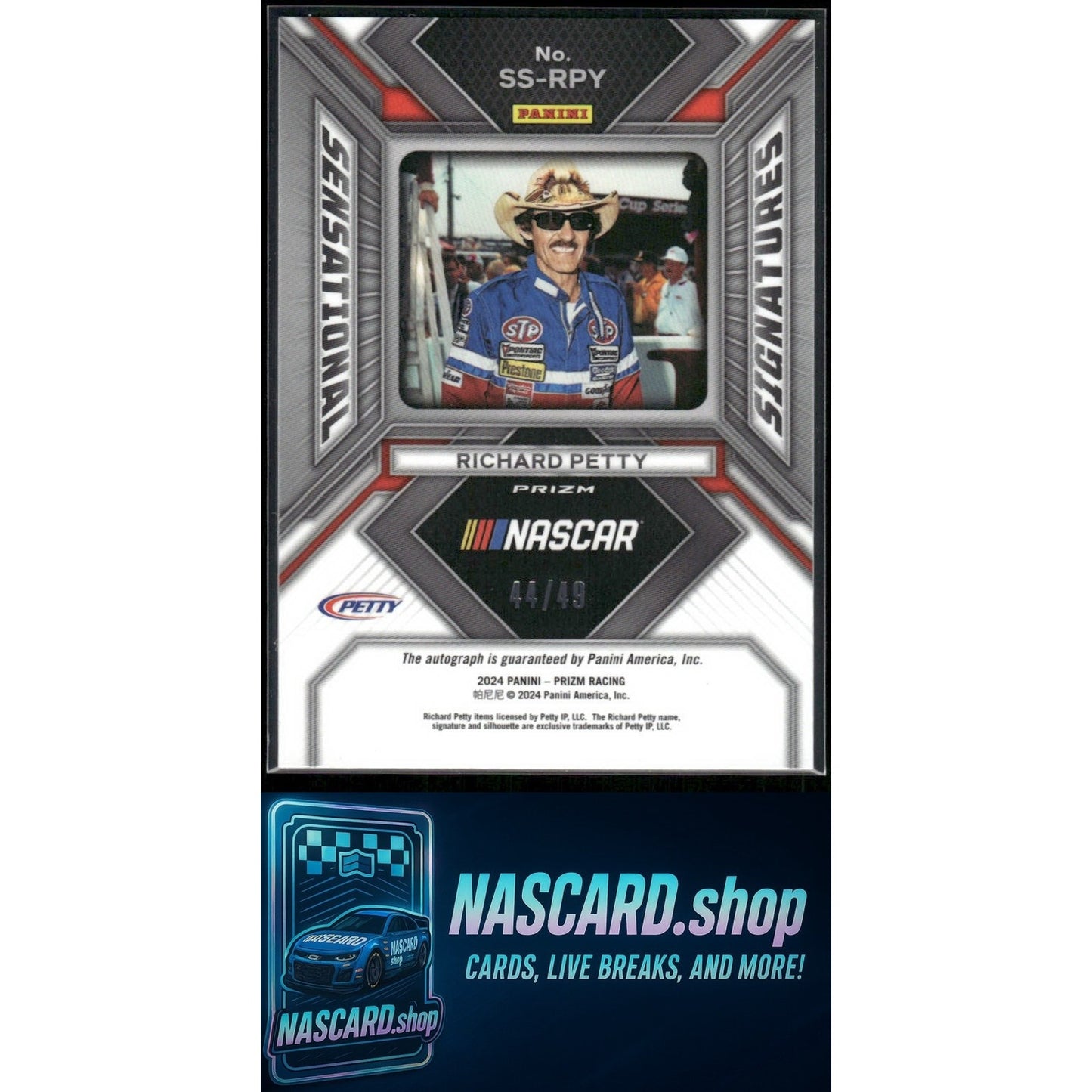 2024 Panini Prizm #SS-RPY Richard Petty Sensational Signatures Red #/49