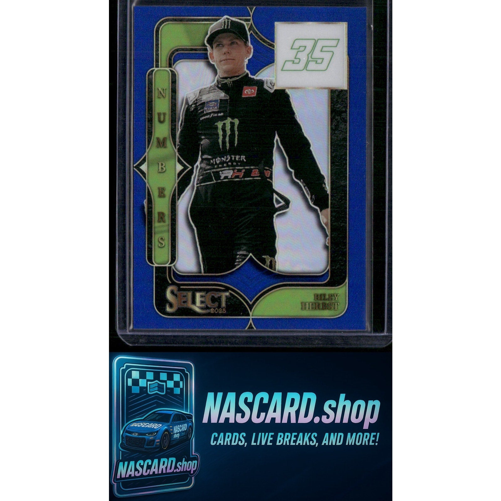 2025 Panini Select #23 Riley Herbst Numbers Blue Prizms #/49 - NASCARD.shop