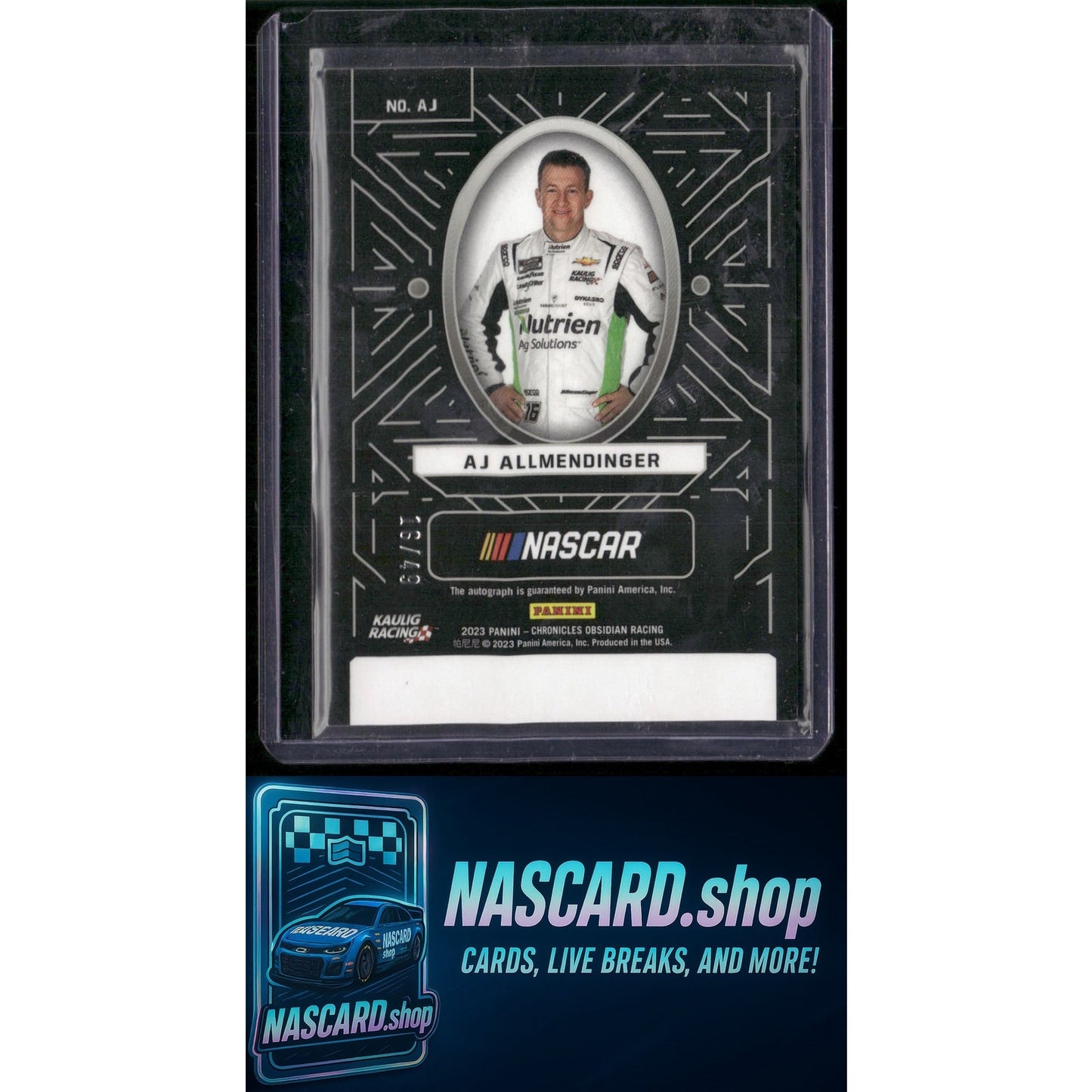 2023 Chronicles AJ Allmendinger Obsidian Signatures Electric Etch Purple #/49 - NASCARD.shop