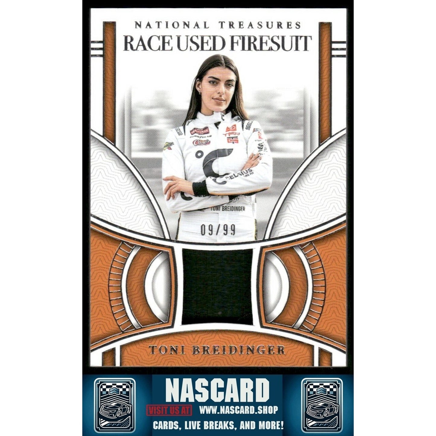 2024 Panini National Treasures Race Used Firesuit Toni Breidinger /99