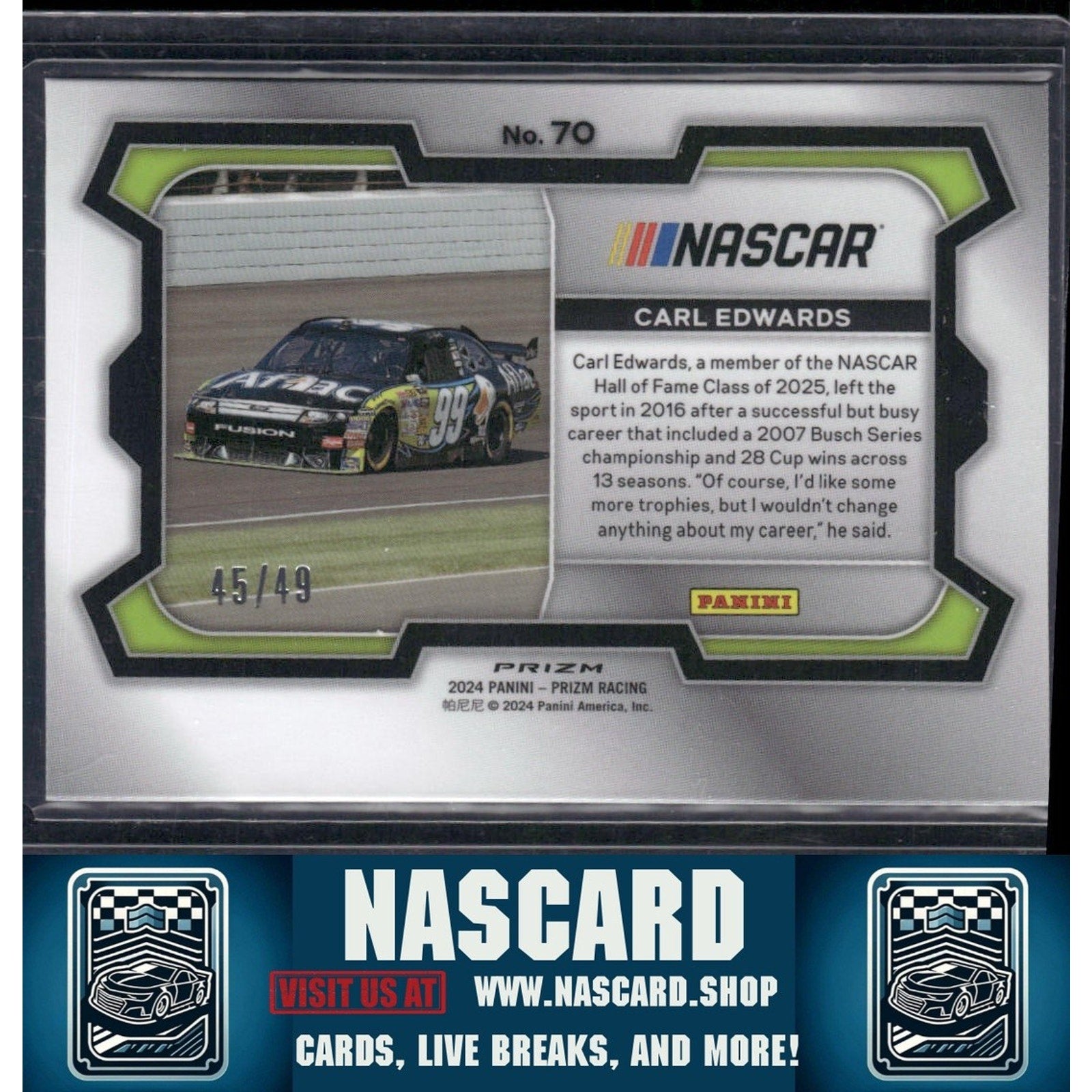2024 Panini Prizm #70 Carl Edwards Carolina Blue - NASCARD.shop