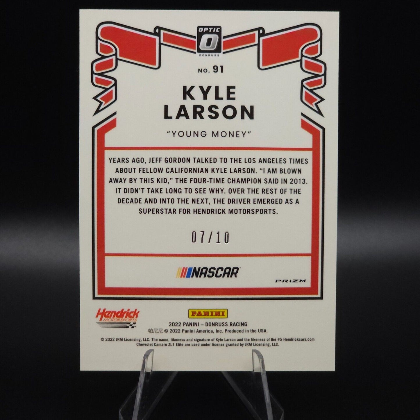 2022 Panini Donruss NASCAR - Optic Gold #91 Kyle Larson Young Money /10