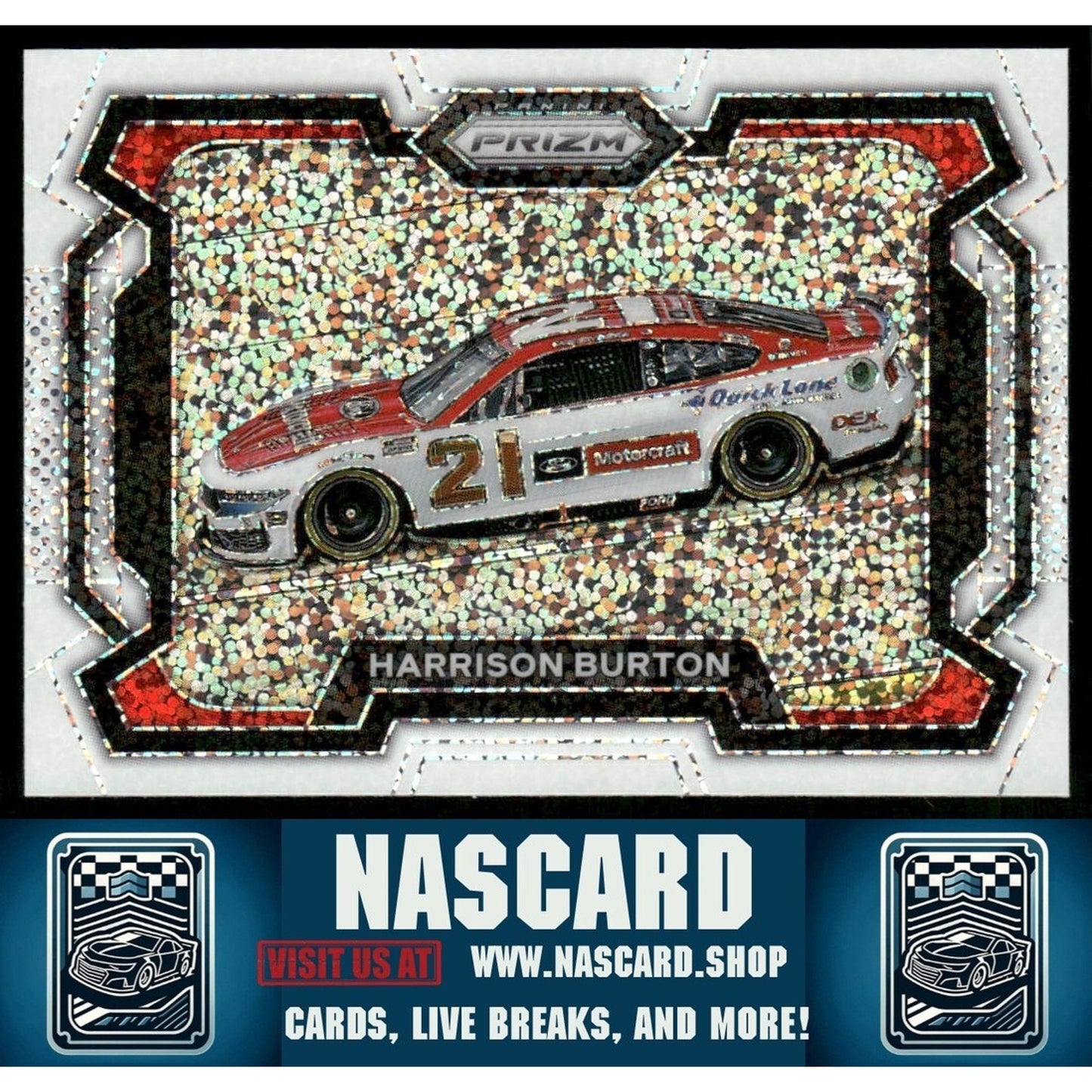 2024 Panini Prizm - Base Rides Harrison Burton #39 White Sparkle Prizm