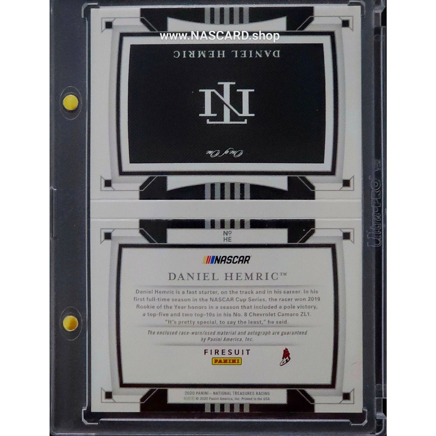 2020 National Treasures Jumbo Patch Booklet Rookie Contender Daniel Hemric 1/1 - NASCARD.shop