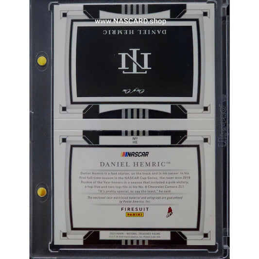 2020 National Treasures Jumbo Patch Booklet Rookie Contender Daniel Hemric 1/1 - NASCARD.shop